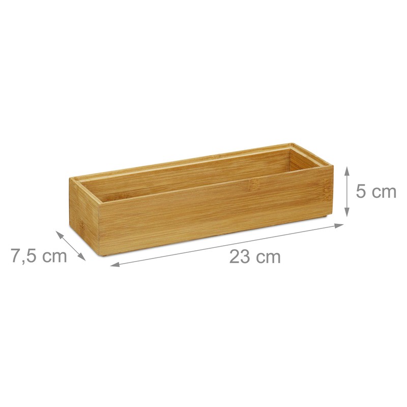 Relaxdays 4 x Storage Boxes Bamboo Stackable Natural Look Storage