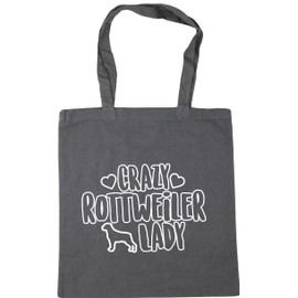 Hippowarehouse Crazy Rottweiler lady dog Tote Shopping Gym Beach Bag 42cm x38cm, 10 litres