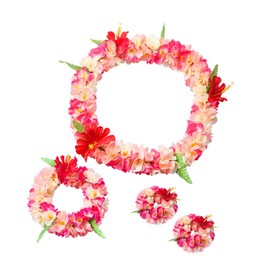 LIOOBO Hawaiian Lei Flower Lei Wreath Wreath Hawaiian Lei Necklace Hibiscus Lei Hula Hair Ornament Garland Hawaiian Lei for Adults 4 Piece Set