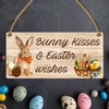 Bunny Kisses & Easter Wishes Wooden Plaque - Handcrafted Easter