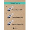 ZlideOn Zipper Pull Replacement - 3pcs, Silver, Large - Instant