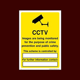 CCTV images are being monitored for the purpose of crime prevention Plastic Sign with 4 Pre-Drilled Holes (S5) - CCTV, Security, Warning, Alarmed, Surveillance, Camera, Dogs, Premises