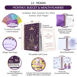 Budget Planner & Bill Organizer - A 12 Monthly Planner Journey to Financial Freedom, Undated Budget Book, Budget Organizer and Budget Planner with Cash Envelopes