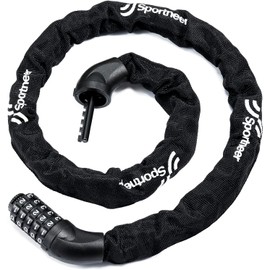 Sportneer Bicycle/Motorcycle Chain Lock, 5-Digit Dial Lock, 0.2 inches (6 mm), Keyless, Customizable PIN, 23.7 oz (671 g), 38.4 inches (97.5 cm), Black, Anti-Theft
