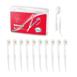 JOUGE Mini Brushes-Disposable Toothbrushes with Toothpaste Portable for Work or Travel 20pcs (Green Tea, 20)