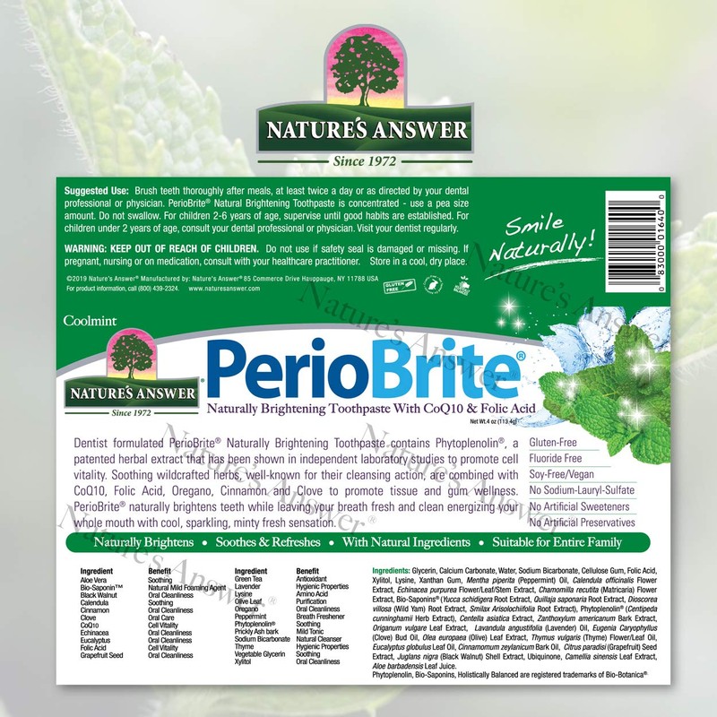Nature's Answer Periobrite Natural Toothpaste, Cool Mint, 4 Ounce, 3