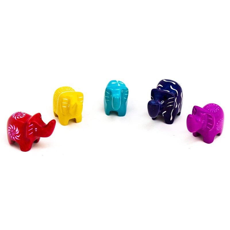 Global Crafts Soapstone Tiny Elephant Figurines, Handmade in Kenya, Assorted