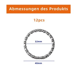 IUSOT Pack of 12 Bicycle Ball Bearings, High-Quality Ball Bearings for Headset, Bicycle, Bottom Bracket Bicycle and Front Wheel Cage Ball Bearings, Ball Bearing Balls for BMX Bike Accessories (40 mm)