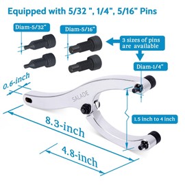 Salade 8-Inch Heavy Gland Nut Wrench with Handle, Adjustable Spanner Wrench for Removing Hydraulic Cylinder Glands Under 5 Inches, Includes 5/32" 1/4" 5/16" Pins, Gloves, and Towel