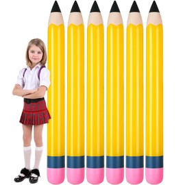 Sumind 6 Pcs 60 Inch Jumbo Inflatable Pencil Graduation Inflatable Pool Noodles Pencil Pool Float Giant Yellow Pencil Prop Hanging Decorations for Birthday Back to School Graduation Party Favors