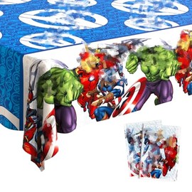 Pack of 2 Children's Birthday Tablecloths, 137 x 183 cm, Happy Birthday Tablecloth, Waterproof Table Decoration, Plastic, Rectangular Tablecloths, Tablecloth for Birthday Party, Decoration, Theme