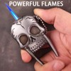HSSFAF Skull Lighter,Cool with Adjustable Flame Lighter,Refillable Butane Windproof Lighter,Metal