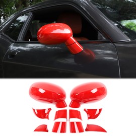 Voodonala - Cubierta de espejo retrovisor Challenger para espejo lateral, cubierta de decoración para 2009-2024+Dodge Challenger accesorios exteriores ASB rojo, 11 unidades
