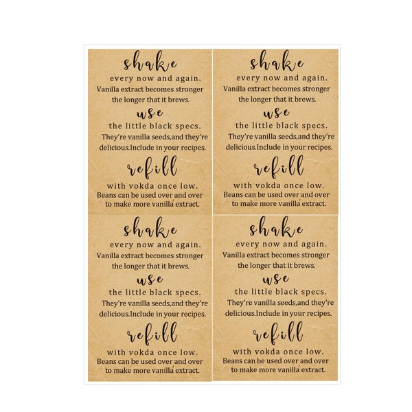 48 Pack Kraft Homemade Vanilla Extract Stickers - 1.52 inch
