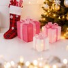 Set of 3 Pink Christmas Lighted Gift Boxes with Pink