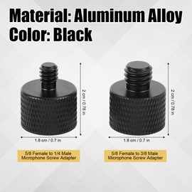 2pcs Black Aluminium Alloy Mic Adapter - 5/8 to 1/4 & 5/8 to 3/8 for Tripods, Cameras & Stands