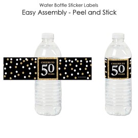Adult 50th Birthday - Gold - Birthday Party Water Bottle Sticker Labels - Set of 20