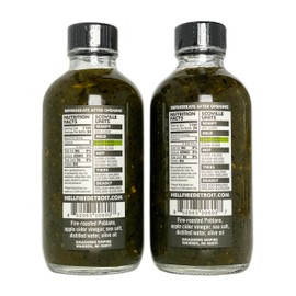 Hell Fire Detroit Poblano Hot Sauce (Mild), Crafted with Fresh, Fire-Roasted Poblano Chile Peppers, All-Natural, Vegan, Gluten-Free, Low Sodium – 4 Fl Oz (Pack of 2)