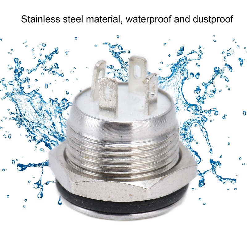 5Pcs Button Switch Stainless Steel Flat Top Button with LED