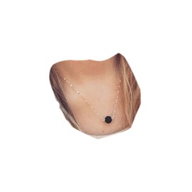 Aneneiceera Boho Lava Stone Pendant Necklace Gold Choker Chain Vertical Dainty Volcanic Stone Pendant Wedding Necklace Charm Fashion Jewelry Gift for Women