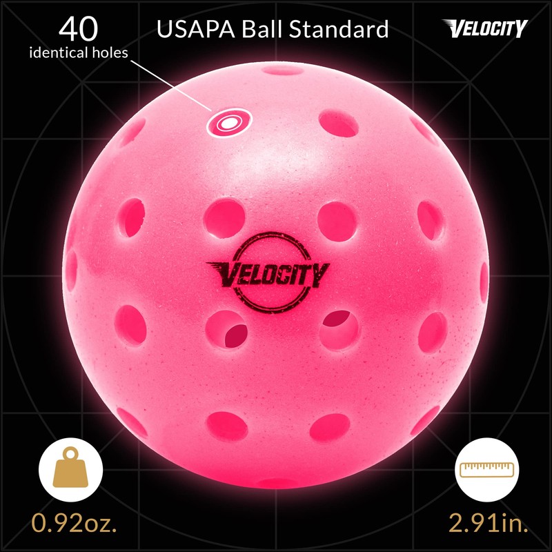 Velocity Pickleball Yellow, Green, Pink 12 Pack
