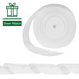 tenn well White Chiffon Ribbon 40mm, 45 Meters Double Faced Soft Chiffon Ribbon for Gift Wrapping, Crafting, Hair Bows, Wedding Party and Christmas Decoration