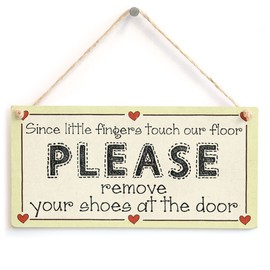 Meijiafei Since Little Finger Touch Our Floor Please Remove Your Shoes At the Door – Letrero de entrada para sala de barro de 10 x 5 pulgadas