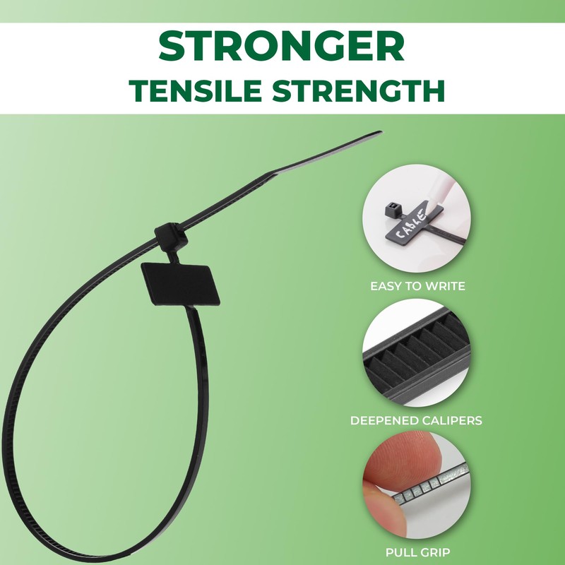 Marker & Labelling Cable Ties - Black & White, Strong