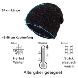 Faera Winter Hat Unisex, Warm Lined Winter Beanie, Fleece Lining, Winter Knitted Hat, One Size - black
