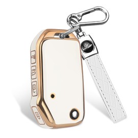 QBUC for KIA Key Fob Cover with keychian, Soft and Durable Key Cover TPU Car Key Holder Fit for Kia 2019-2023 Cerato Ceed Forte NIRO Sorento Seltos Soul Telluride 4 Buttons (G-WHITE)