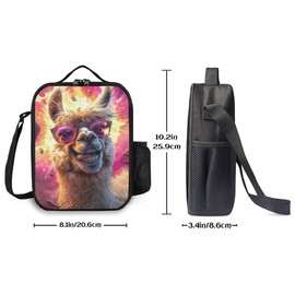 Ximjoju Insulated Lunch Bag, Reusable Portable Lunch Box With Shoulder Strap, Llama Lunch Bag, Funny Cute Alpaca Bento Lunchbox Cooler Thermal Meal Tote Kit