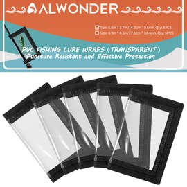 Alwonder 5-Pack Fishing Lure Wraps Durable Clear PVC Lure Covers for Rod Hook Hard Soft Plastic Bait Storage Fishing Tackle Storage Protectors Organized Holder S