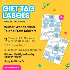 Big Dot of Happiness Winter Wonderland - Assorted Snowflake Holiday Party and Winter Wedding Gift Tag Labels - to and from Stickers - 12 Sheets - 120 Stickers