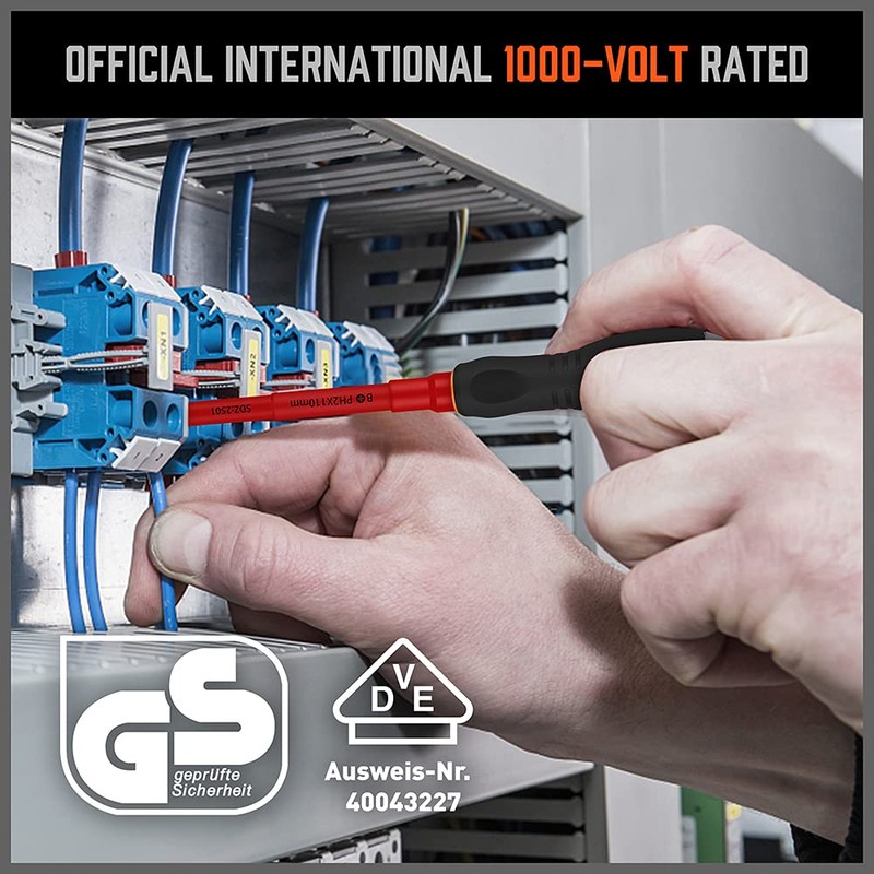 HORUSDY 10-Piece 1000V VDE Insulated Screwdriver Set | Magnetic Tip