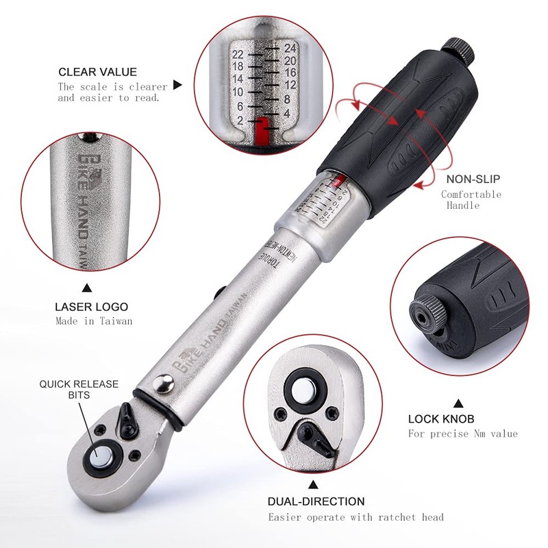 1/4'' Bike Torque Wrench Kit 2-24 NM Torque Fix Set
