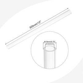 MECCANIXITY Acrylic Pipe Rigid Round Plastic Clear Tube 13mm(1/2 inch) ID 19mm(3/4 inch) OD 305mm(12") for Lamps and Lanterns, Water Cooling System 2pcs