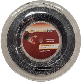 Golden Set Snake-Bite Polyester Tennis String (Black, 17 Gauge Reel (660ft/200mm)