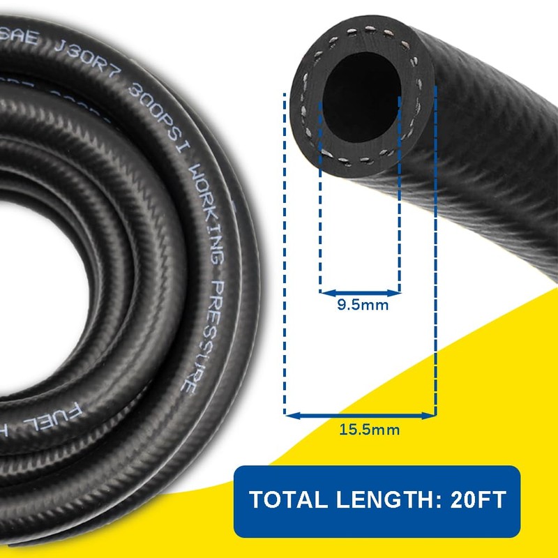 3/8 Transmission Cooler Hose SAE 30R7 Standard 20FT 300PSI Wroking