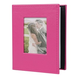 RECUTMS Photo Album 4x6 100 Pockets Leather Cover with Front Window Holds 100 Vertical Picture Book for Wedding Family Baby(Pink)