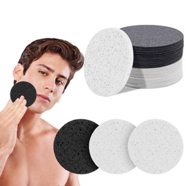 Pack of 30 Large Compressed Face Sponges for Men and Women, 80 mm Reusable Natural Cellulose Cellulose Face Sponges Washing Face Sponge, Round Face Scrub Pad