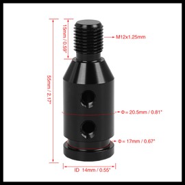 Hihaha M12x1.25 Car Black Gear Shift Knob Adapter for Non Threaded Shifter Durable Material