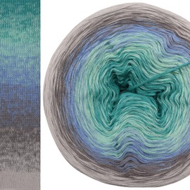 Colour Gradient Yarn, 5, 4 or 3 Ply, Bobbel Wool, Crochet, Knitting, Knitting Yarn, Gradient Yarn (Wind Chime - Light Grey Outer, 5-Ply - 200 g/600 m)