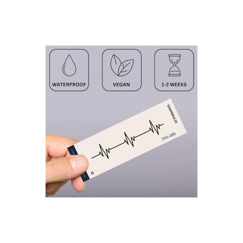 Temporalis® Heartbeat Tattoo, Vegan and Waterproof, EU Certified, Lasts 1-2