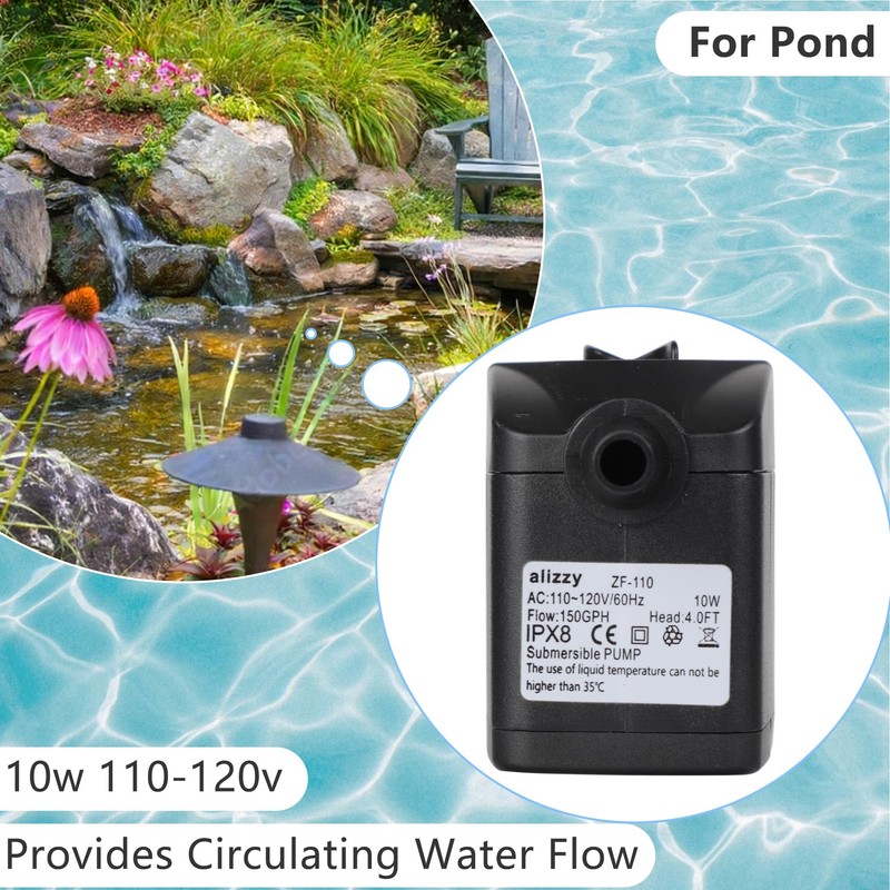 alizzy 150 GPH (570L/H) 10w Durable Small Submersible Water Pump