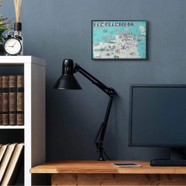 Stupell Industries San Francisco California City Map Tourist Destinations Ziwei Li Black Framed Wall Art, 11x14