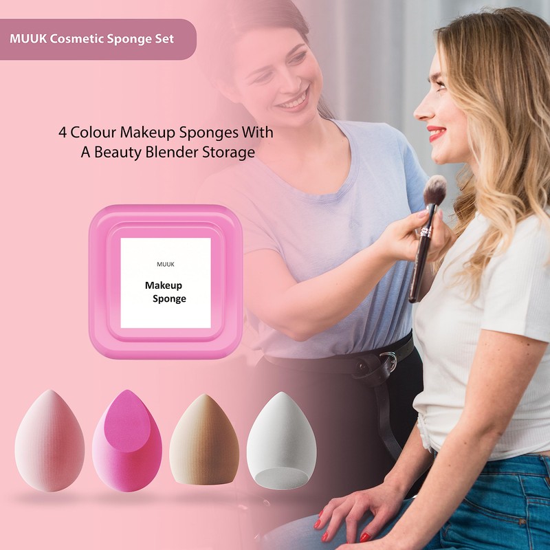 MUUK Makeup Sponge Blender 4 Pack Foundation Sponge Latex Free