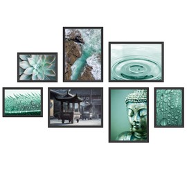 WCB Premium Poster Set - "Meditation Yoga" 7 with 14 Motifs (Printed on Both Sides) - Medium 4 x DIN A4 + 3 x A5 Picture Set without Frame for Wall Decoration