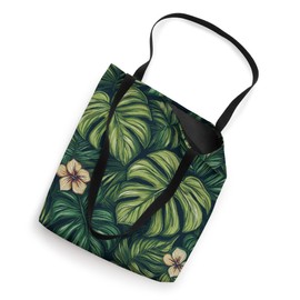 Lush Monstera Leaves and Tropical Flowers Print Tote Bag