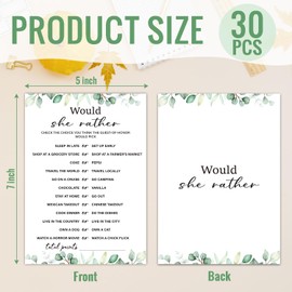 HQLOW 30 Pcs Would She Rather Bridal Shower Game Wedding Shower Games, Bridal Shower Games 30 Guests for Engagement Wedding Party(Eucalyptus Botanical Style) -0012