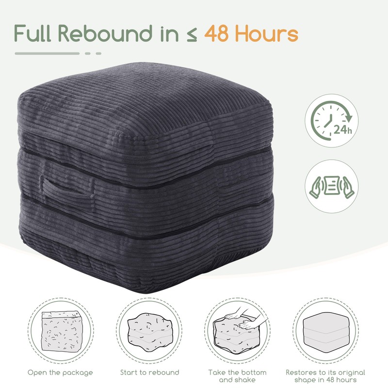 HIGOGOGO Pouf Ottoman Stuffed Square Modern Foam Filled Foot Rest